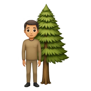 A large german man hiding behind a skinny tree sticker