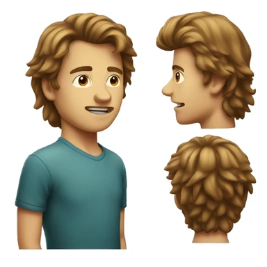 A boy with a brown mullet and a huge nose  sticker