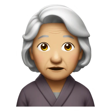 old sad asian lady standing upfront whole sticker
