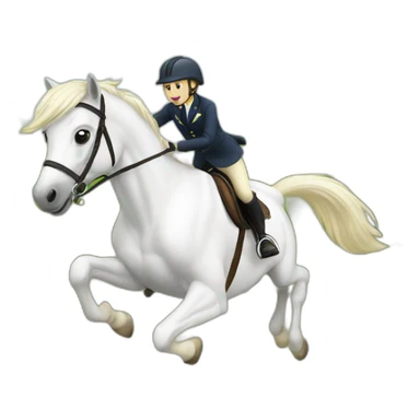 White poney with rider jumping  sticker