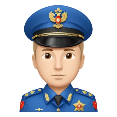 Russian policeman with traditional Russian police hat and uniform sticker