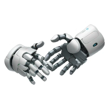 two robot hands reaching out to handshake but not touching sticker