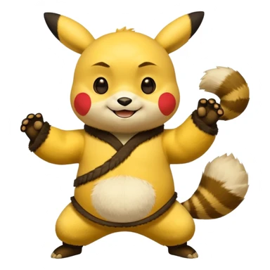 Pickachu with Kung fu panda po sticker