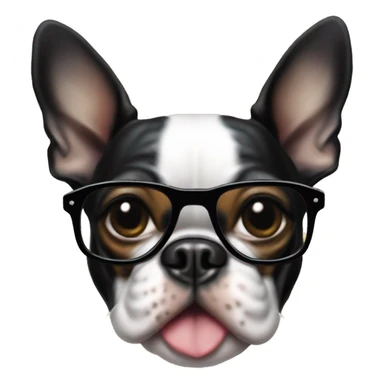 Un boston terrier avec des lunettes qui joue de la guitare  sticker