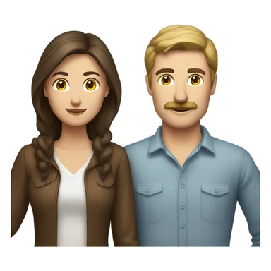 caucasian brunette couple moustache  sticker