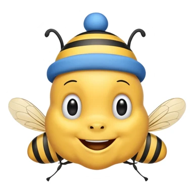 
Bees with blue Birthday Hat, Happy bee with striped party hat sticker