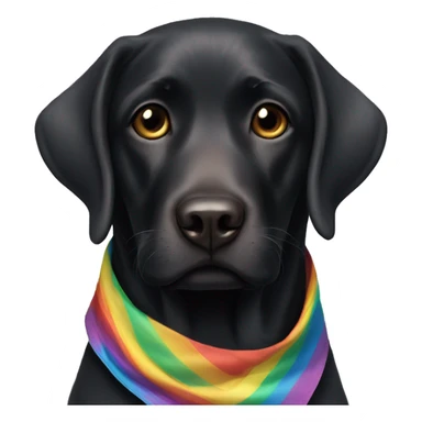 black labrador with brown eyes with rainbow bandana sticker