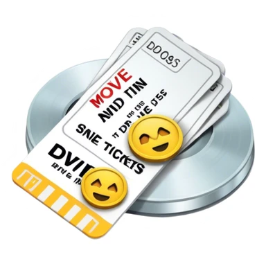 Movie tickets, streaming buttons, DVD discs  sticker