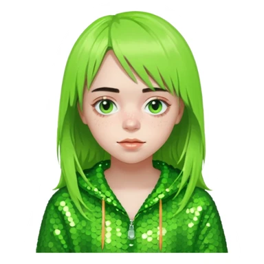 Billie Eilish with lime green sequin outfit sticker