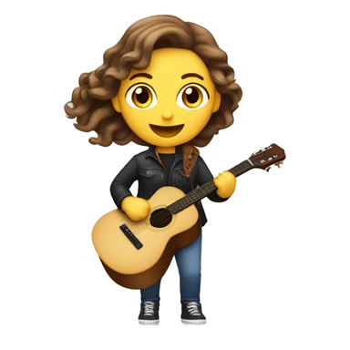 Une Femme caucasienne aux cheveux brun ondulé qui chante dans un micro et joue de la guitare  sticker