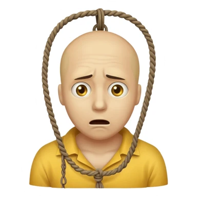 😔 with noose around neck. IOS themed emoji with regular yellowish skin(not completely yellow) only head sticker