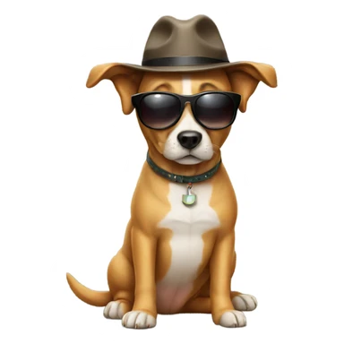 Dog with hat and sunglasses  sticker