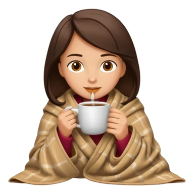 Brunette Drinking coffee wrapped in blanket sticker