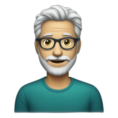 Funny man with grey beard and blue glasses, dark green eyes 35 years old sticker