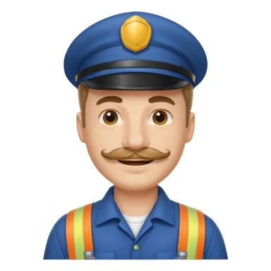 white men with mustache wear worker's uniform sticker