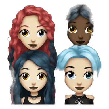 Two best friends goth style one with blue hair and a septum ring and the other with blonde and black hair sticker
