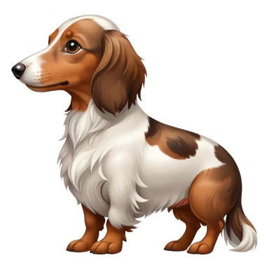 White and brown spotted long haired dachshund side profile  sticker