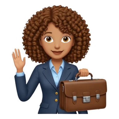 brown curly haired woman holding a briefcase sticker
