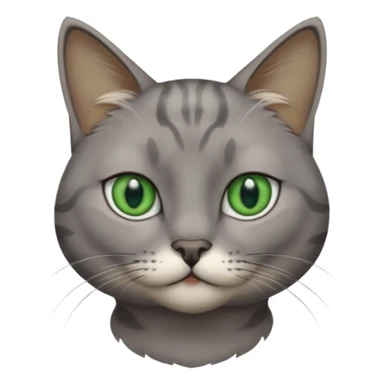 chat gris avec des yeux vert foncé et une tache en dessous du coup sur son corps sticker