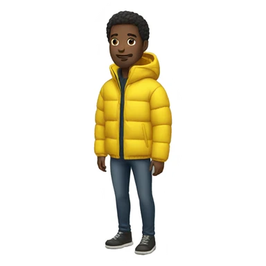 Black man wearing a yellow puffer jacket  sticker