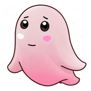 Pink ghost with hearts sticker