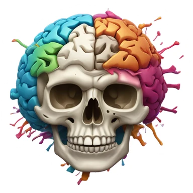A skull with an exploding brain  sticker