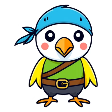 pirate with eye patch and parrot sticker