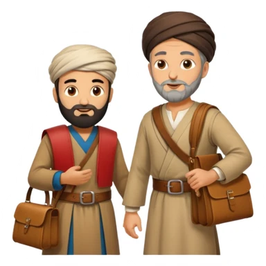 herodotus speaking with a Persian man, who is carrying the mail sticker