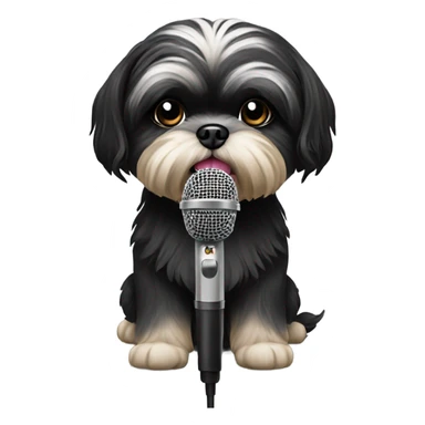 Black shih tzu singer with microphone sticker