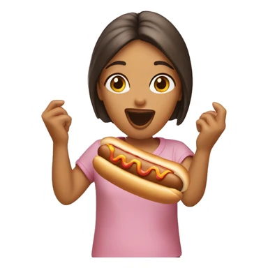 Girl eating a hot dog sticker