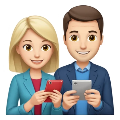 casually dressed stylish husband and wife in their 30ss avatars reviewing their finances together  sticker