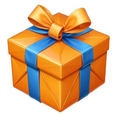 orange diamond gift box with blue ribbon sticker