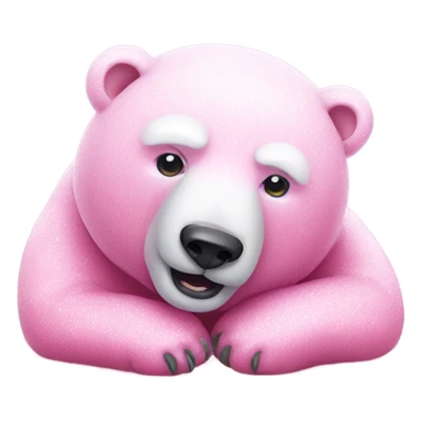 Pink polar bear lying down with glitter sticker