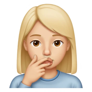 a person sucking a nose sticker