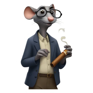 the rat from ratatouille smoking a cigar with cool guy glasses on sticker
