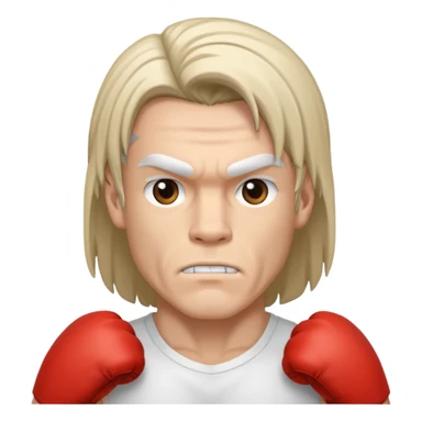 White  boxer with a long mullet haircut sticker