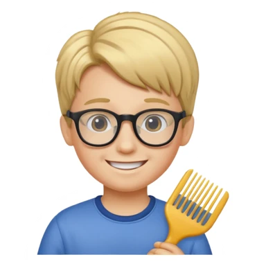 Kid with comb hair and glasses  sticker
