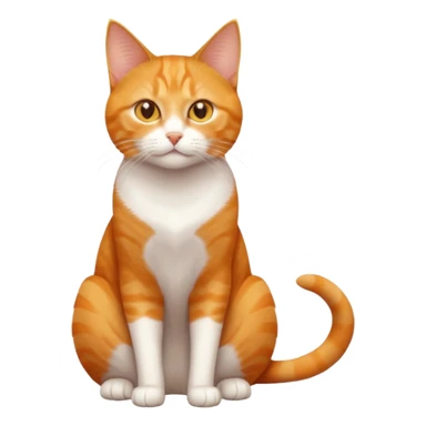 full body orange domestic shorthair slim cat with yellow/orange eyes and a white triangle pattern on his face playing sticker