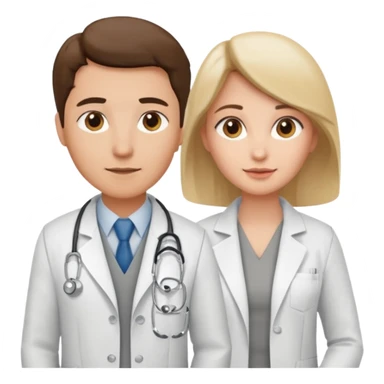 um medico usando jaleco e uma mulher usando colete cinza sticker