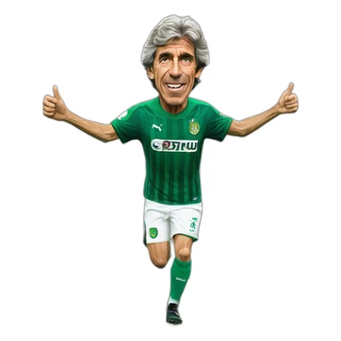 Hiperrealist Manuel pellegrini celebration goal with betis tshirt sticker