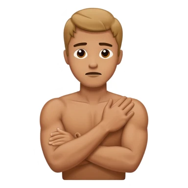 man holding his deck with his arms crossed pretend choking sticker