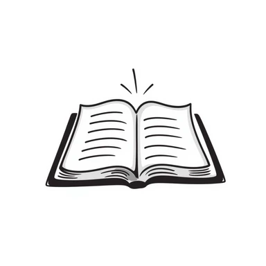 open bible with visible text lines, hand drawn doodle style sticker