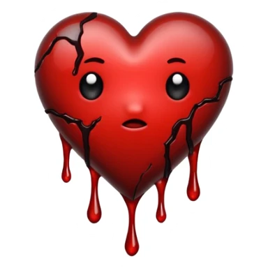 BROKEN BLACK HEART, LITTLE DARK RED BLOOD, DRIPS FROM THE BROKEN CRACK. sticker