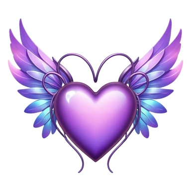 Purple Heart with fairy wings sticker