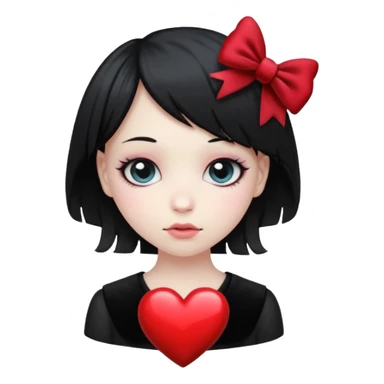 heart with a velvet bow, emo sticker