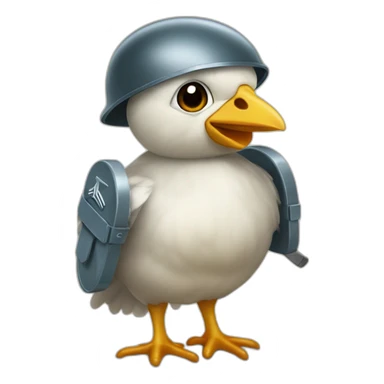 Un poussin avec un casque militaire et un couteau sticker