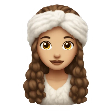 beautiful girl with a white warm fluffy headband long brown hair cozy sticker