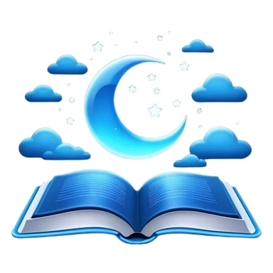dark neon blue glass book, night sky on the cover sticker