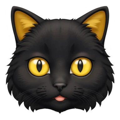 worried black cat face sticker