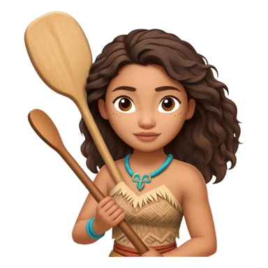 Moana standing holding a paddle sticker